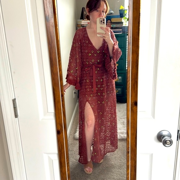 Sundress Dresses & Skirts - Burnt Orange Sequined Crochet Dress size XS/S by Sundress